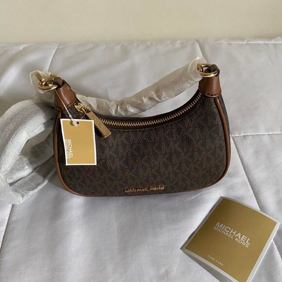 Michael Kors Cora brown mini zip pouchette bag - Picture 4 of 8